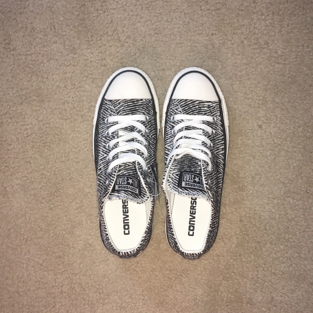 Black and White Zebra print low top converse